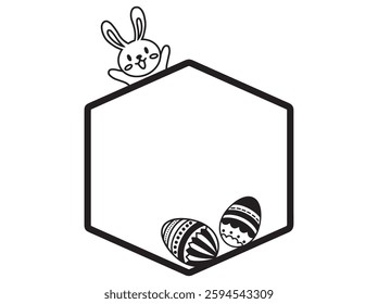 Easter Frame Line Art Illustration