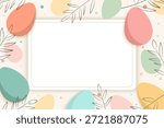 Easter frame of painted eggs, frame with space for text. Easter vector illustration. Clipart for the Easter holiday, seasonal card, banner, poster, element, background.