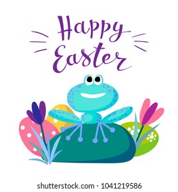 Easter frog egg hunt template vector/illustration