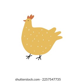 Easter funny chicken, cute hen, vector illustration for card, print, sticker, postcard