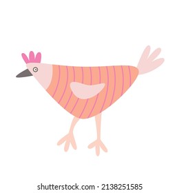 Easter funny decorative hen. Hand drawn flat vector illustration. Great for greeting cards.