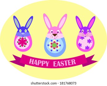 easter funny eggs with mask of bunny.