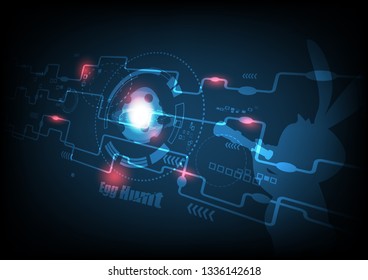 Easter game, egg hunt, digital technology graphic abstract background vector illustration