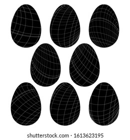 Easter geometric ornament eggs collection. Pysanka. Hand drawn vector stock illustration set. Happy Easter concept. Isolated on white background. 