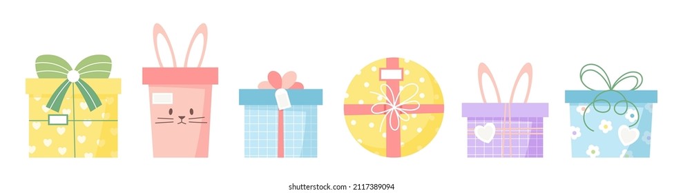 Easter gift boxes. Vector set.