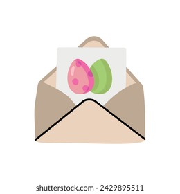 Easter gift card with eggs in letter