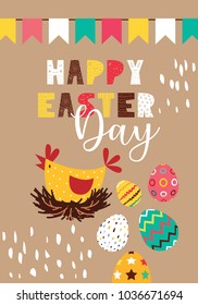 Easter gift card in flat design. Vector illustration