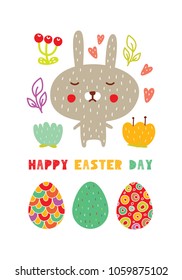 Easter gift card in flat design
