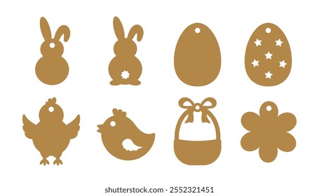 Easter gift or price tags shapes. Vector templates for cutting. Craft paper and cardboard discount label cut file