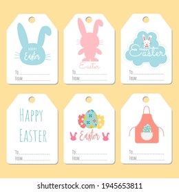 Easter gift tag . Easter day label collection. Vector illustration.