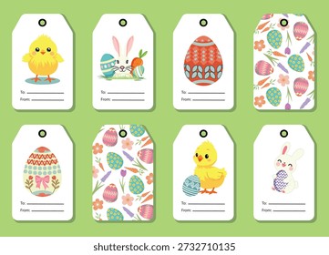 Easter Gift Tag Template Adorable Holiday Gift Label Vector Art
