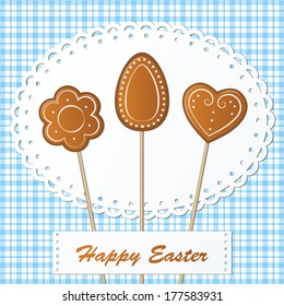 easter gingerbread cookies on spring background