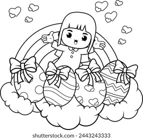 Easter Girl Coloring Page For Kids