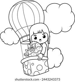 Easter Girl Coloring Page For Kids