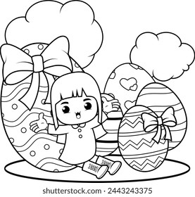 Easter Girl Coloring Page For Kids