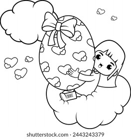 Easter Girl Coloring Page For Kids