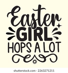 Easter Girl Hops A Lot   svg design, vector file.