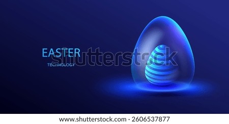 easter glass egg, ai technology background, future holiday card, vector illustration