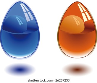 Easter glass eggs. Vector illustration.