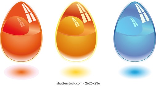Easter glass eggs. Vector illustration.