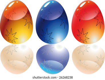 Easter glass eggs. Vector illustration.