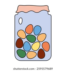 Easter glass jar of eggs color icon. Cartoon sweet eggs food pictogram