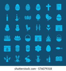 Easter Glyphs Website Icons. Vector Set of Spring Holiday Symbols.