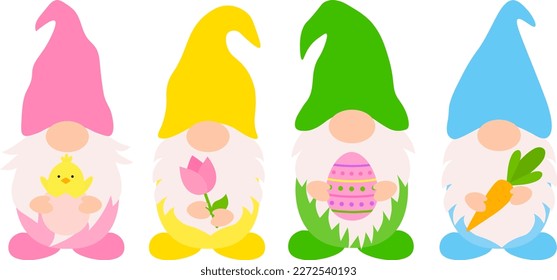 Easter Gnome with eggs vector illustration