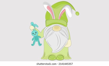 Easter Gnome Holding a teddybear