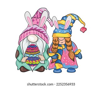 Easter gnome sublimation set, Easter gnome clipart set, cute gnomes with Easter egg