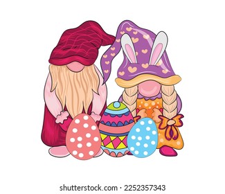 Easter gnome sublimation set, Easter gnome clipart set, cute gnomes with Easter egg and carrots