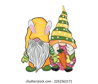 Easter gnome sublimation set, Easter gnome clipart set, cute gnomes with Easter egg and carrots