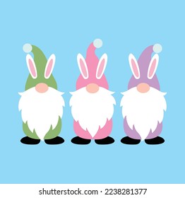 Easter Gnomes, Spring, Easter, Tulips Flower, Happy Easter Vector Files