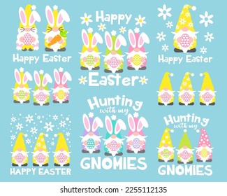 Easter gnomes Svg bundle. Cute Easter bunny gnomes clipart. Perfect for kids shirt, different apparel, sign, scrapbooking and so on