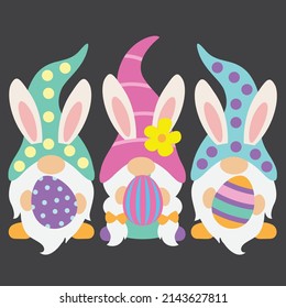 Easter gnomes vector cartoon illustration