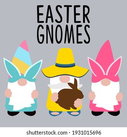 Easter Gnomes, vector illustration art.