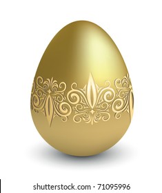 Easter gold egg on white background