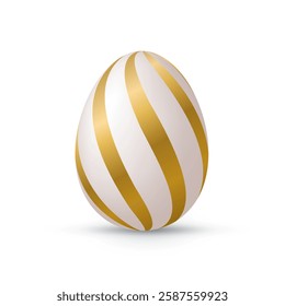 Easter golden decorative egg isolated on white background.	