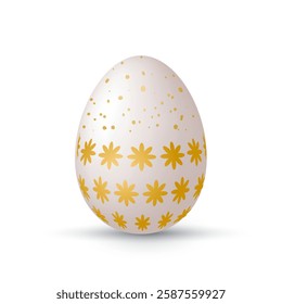 Easter golden decorative egg isolated on white background.	