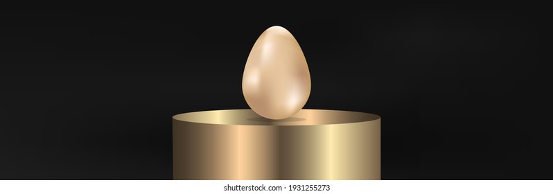 Easter golden egg on the podium.Greeting card trendy design. Vector illustration template for you poster or flyer.