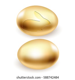 Easter Golden Egg on white background. Concept Icon Illustration Vector