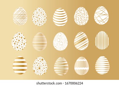 Easter golden egg, Easter vector illustration. Easter egg elements