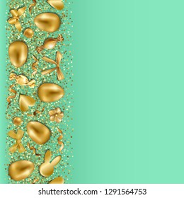 Easter Golden Luxury Holiday Greeting Seamless Border
