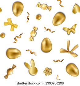 Easter Golden Luxury Holiday Greeting Seamless Pattern
