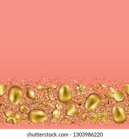 Easter Golden Luxury Holiday Greeting Seamless Border