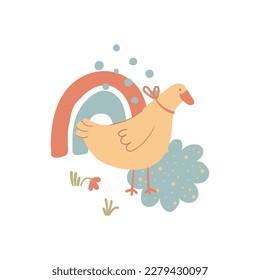 Easter goose rainbow animal children's print