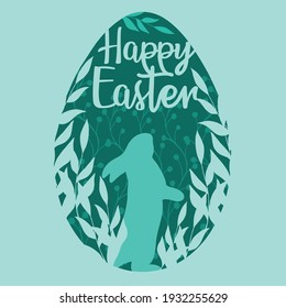Easter Greating Card With Cute Rabbit