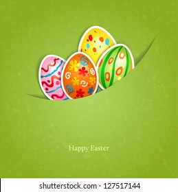 Easter green background with egg with space for text