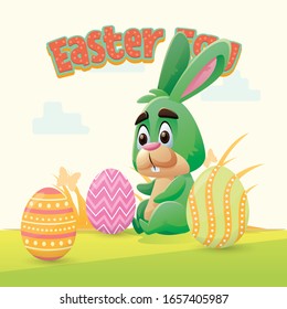 Easter Green Bunny Maskot Design