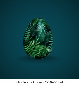 Hojas verdes de Pascua jungla madera tropical de la naturaleza huevo vector aislado caricatura 3d